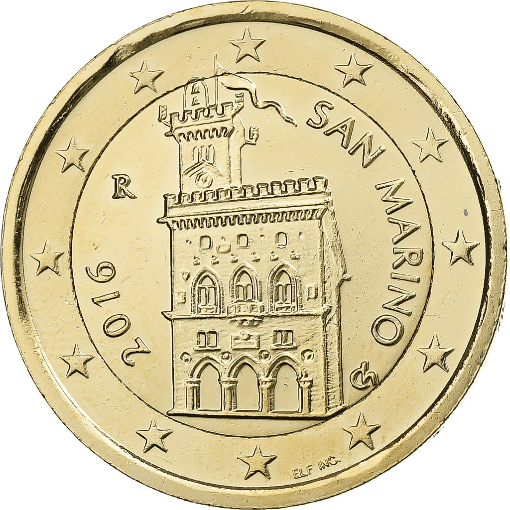 San Marino,
2 euro,
vergoldete Münze