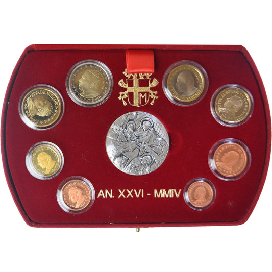 Watykan,
1 cent za 2 euro,
Zestaw 8 Münzen Euro-1 Médaille .BE