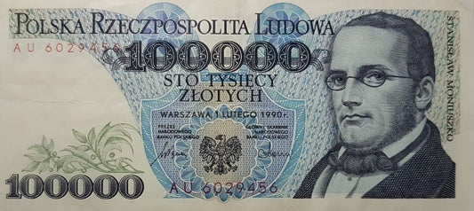 PRL 100000 zł Stanisław Moniuszko 1990 P-154a AU