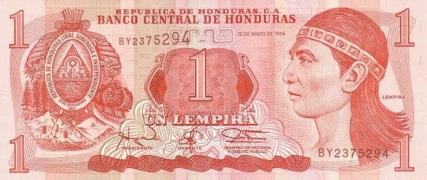 Honduras 1 lempira Ruiny 1994 P-76