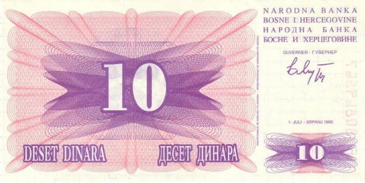 Bośnia i Hercegowina 10 dinarów Most 1992 P-10