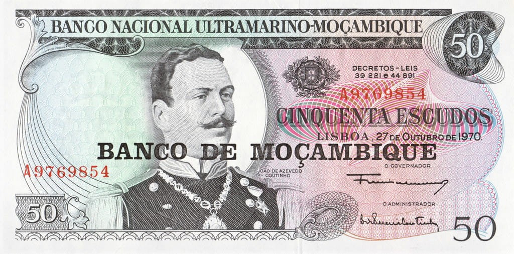 Mozambik 50 escudos Joao Coutinho 1976 P-116