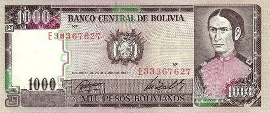 Boliwia 1000 peso Dom wolności 1982 P-167
