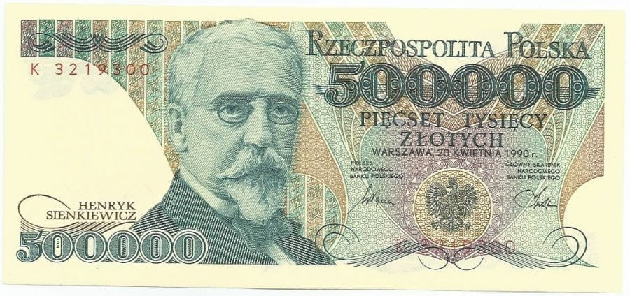 III RP 500000 zł Henryk Sienkiewicz 1990 P-156a K