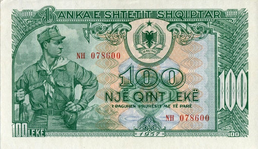 Albania 100 leke żołnierz 1957 P-30a