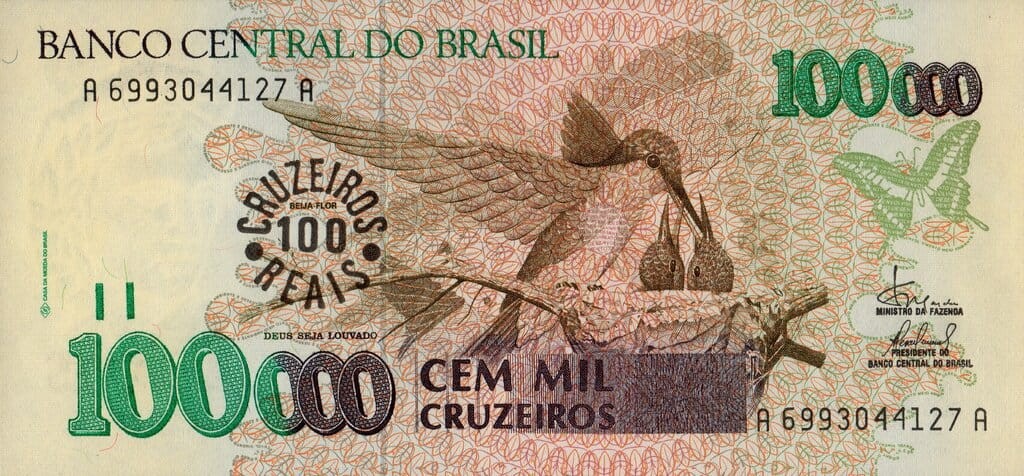 Brazylia 100 cruzeiros Kolibry 1993 P-238