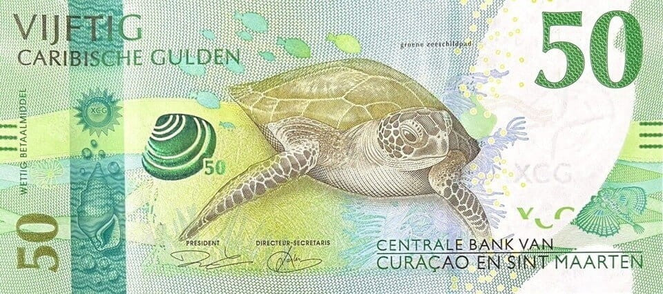 Curacao i Sint Maarten 50 gulden żółw zielony 2025 P-3