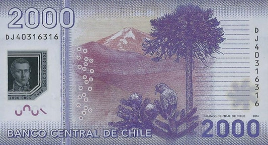 Chile 2000 peso Park narodowy 2014 P-162d