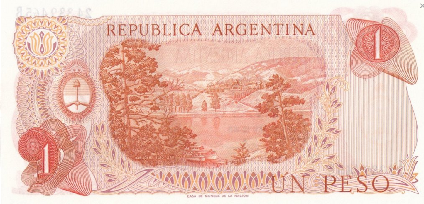 Argentyna 1 peso Jezioro 1970+ P-287