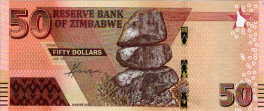 Zimbabwe 50 $ Kamienie 2020 P-105a