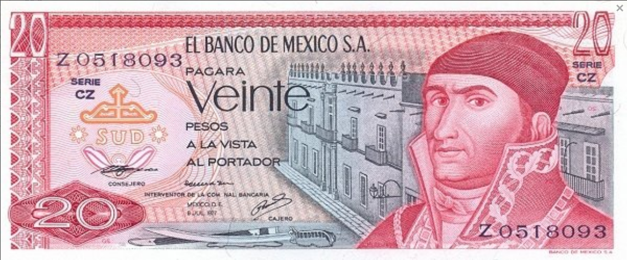 Meksyk 20 Peso Piramida 1977 P-64d.2