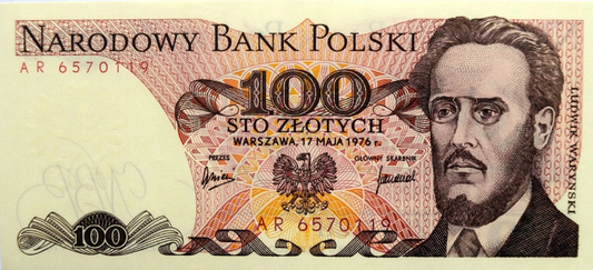 PRL 100 zł Ludwik Waryński 1976 P-143b AR