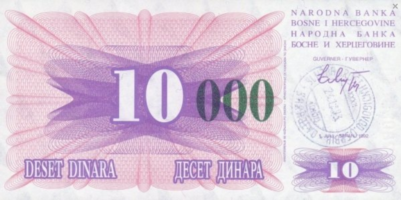 Bośnia i Hercegowina 10 000 dinarów 1993 P-53g