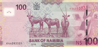 Namibia 100 dolarów Oryx 2018 P-14b