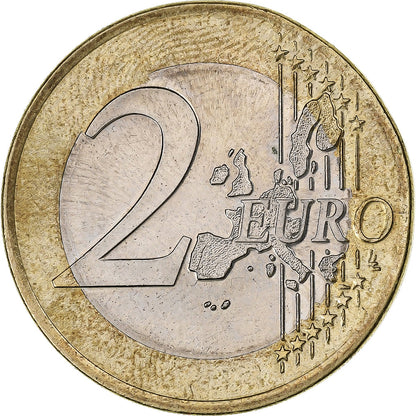 Österreich, 
  
  2 euro, 
  
  Schrötlingsfehler auf 1 Euro geprägt