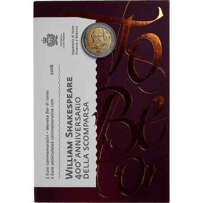 San Marino, 
  
  2 euro, 
  
  Williama Szekspira