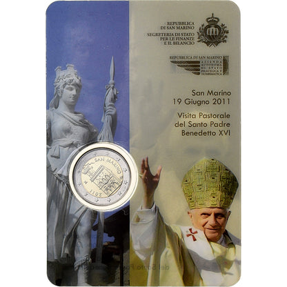 San Marino, 
  
  2 euro, 
  
  Pastoralbesuch von Papst Benedikt XVI