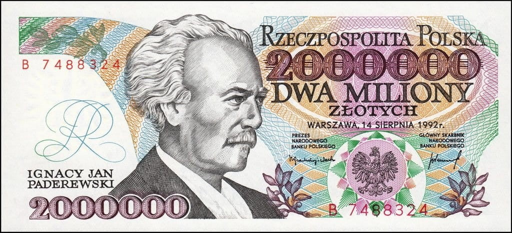 III RP 2000000 zł Ignacy Paderewski 1992 P-158b B