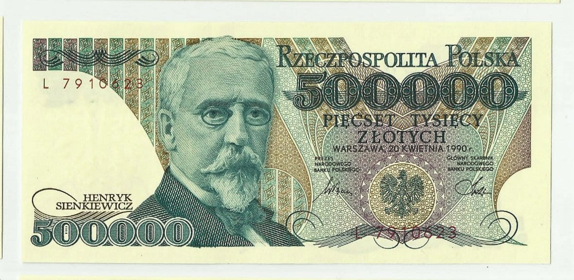 III RP 500000 zł Henryk Sienkiewicz 1990 P-156a  L