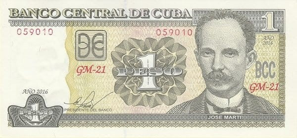 Kuba 1 Peso Jose Marti 2016 P-128g