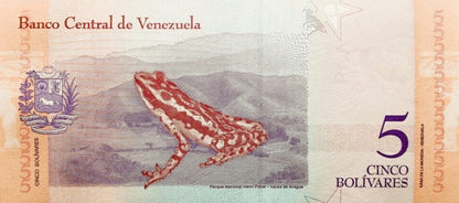 Wenezuela 5 Boliwarów Żaba 2018 P-102a