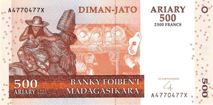 Madagaskar 500 ariary Bydło Zebu 2004/2016 P-88c