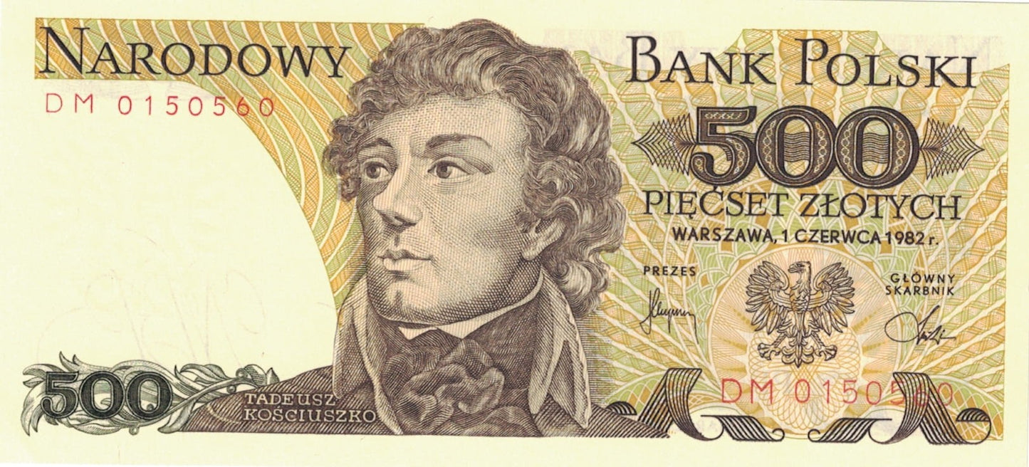 PRL 500 zł Tadeusz Kościuszko 1982 P-145d seria DM