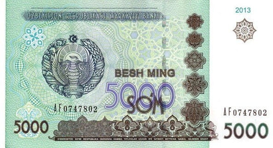 Uzbekistan 5000 sum Taszkient 2013 P-83