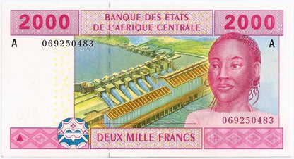 Gabon 2000 franków Koparka 2002 P-408A