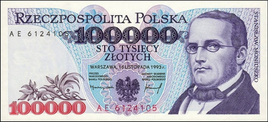 III RP 100000 zł Stanisław Moniuszko 1993 P-160a.2  AE