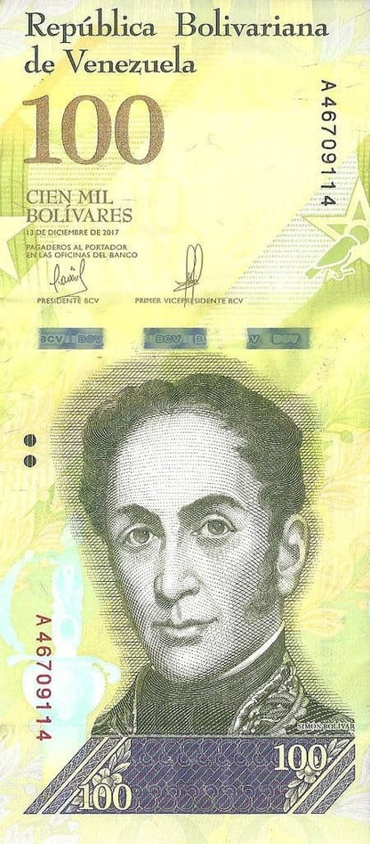 Wenezuela 100 000 Boliwarów Kardynałki 2017 P-100b