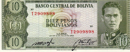 Boliwia 10 bolivanos Busch \ Potosi 1962 P-154