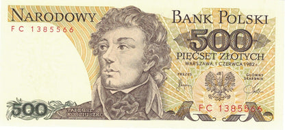 PRL 500 zł Tadeusz Kościuszko 1982 P-145d seria FC