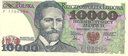 PRL 10 000 zł Stanisław Wyspiański 1987 P-151a F