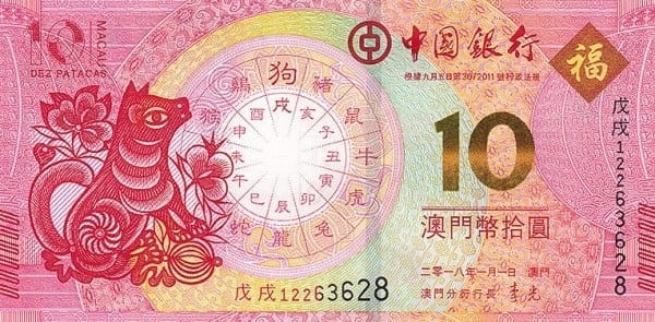 Makao 10 Pataca Rok Psa 2018 P-121a BOC