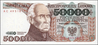 PRL 50000 zł Stanisław Staszic 1989 P-153a  AC