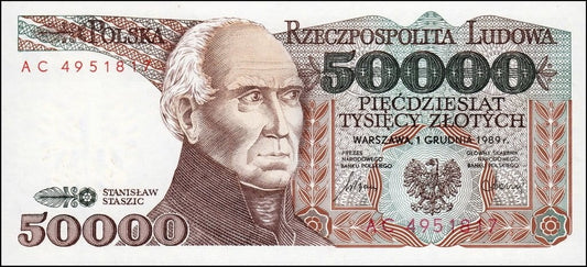 PRL 50000 zł Stanisław Staszic 1989 P-153a  AC