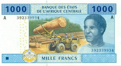 Gabon 1000 franków Traktor 2002 P-407A