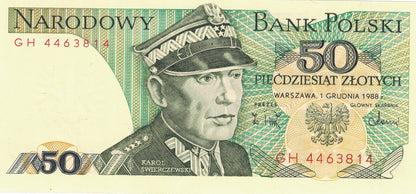 PRL 50 zł Karol Świerczewski 1988 seria GH P-142e