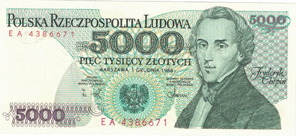 PRL 5000 zł Fryderyk Chopin 1988 P-150c EA