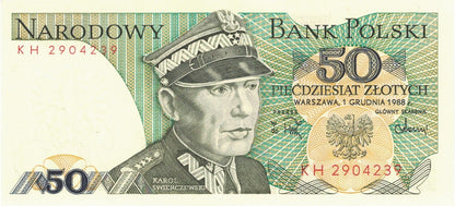 PRL 50 zł Karol Świerczewski 1988 seria KH P-142e