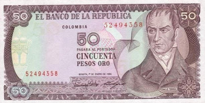 Kolumbia 50 peso Orchidea 1986 P-425b
