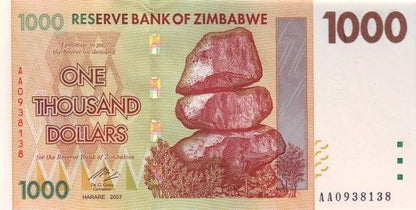Zimbabwe 1000 dolarów Budynki 2007 P-71
