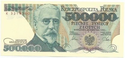 III RP 500000 zł Henryk Sienkiewicz 1990 P-156a  K