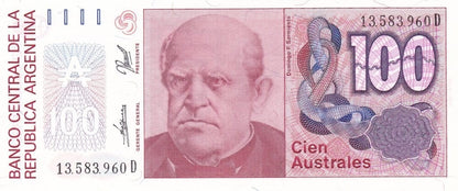 Argentyna 100 australes Sarmiento 1989 P-327c