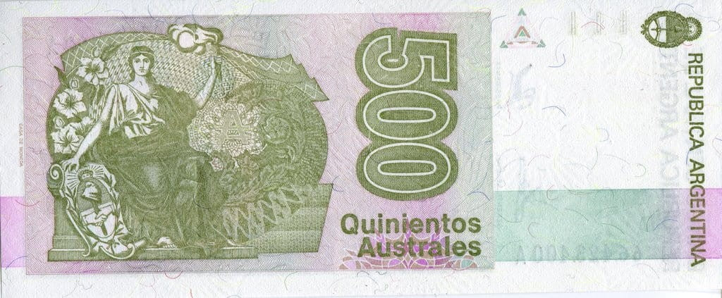Argentyna 500 australes Personifikacja 1988+ P-328b