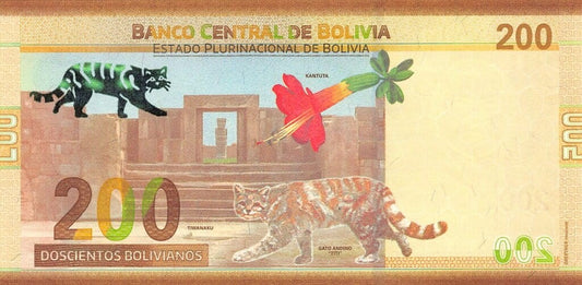 Boliwia 200 bolivanos Ocelot andyjski 2019 P-252