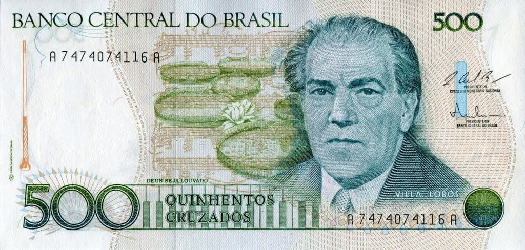 Brazylia 500 cruzados Villa Lobos 1987 P-212c