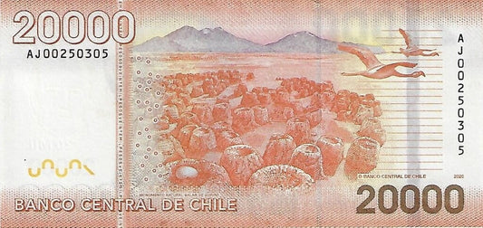 Chile 20 000 peso Ptaki 2020 P-165k
