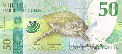 Curacao i Sint Maarten 50 gulden  żółw zielony 2025 P-3